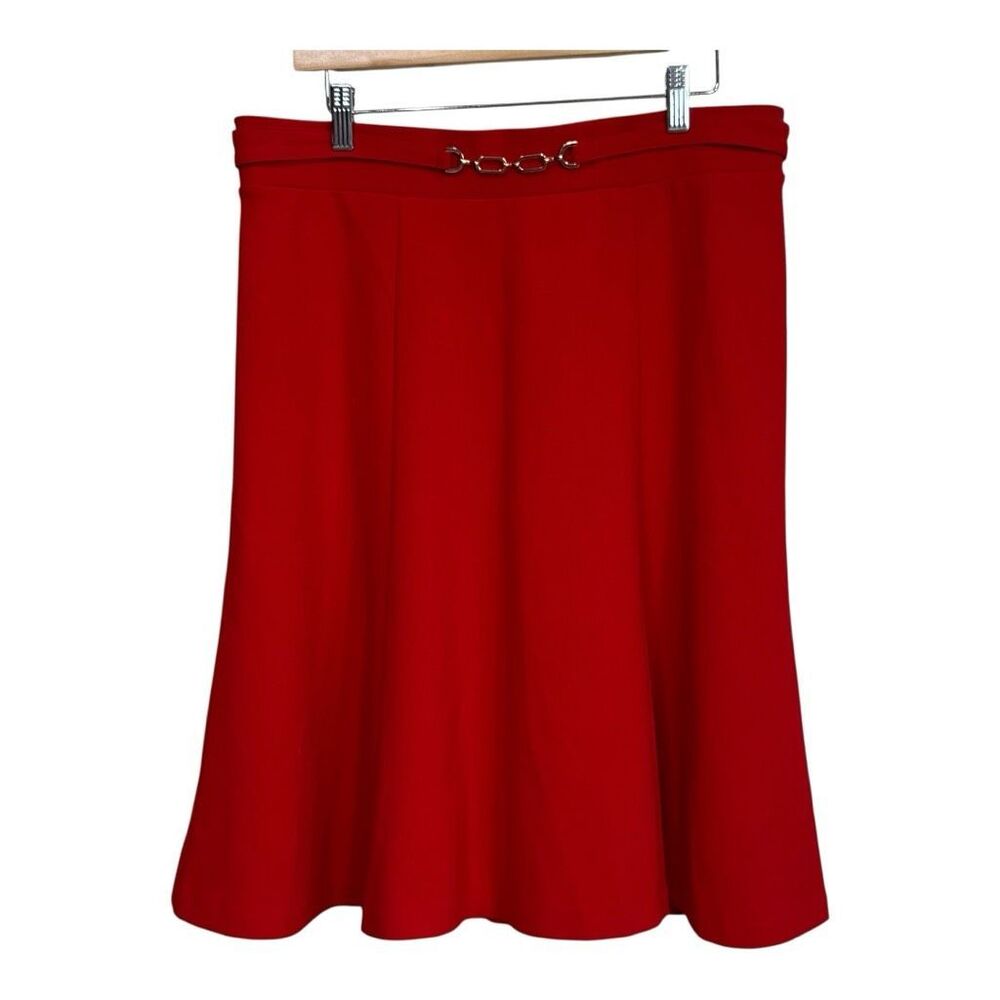 New York Clothing Co. Vintage Red Midi A Line Large Womens Skirt